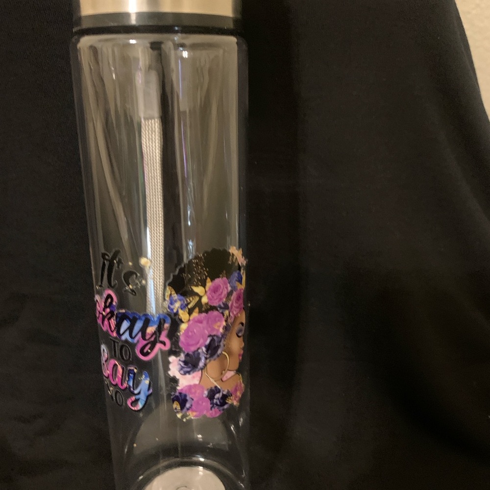 Floral Design Glass Water Bottle